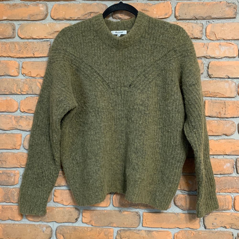 Madewell Women's Belfiore Ribbed Wool Blend Pullover Sweater Green - Size S